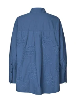 Masai Damen Hemdbluse in blau - Ausschnitt: Stehkragen