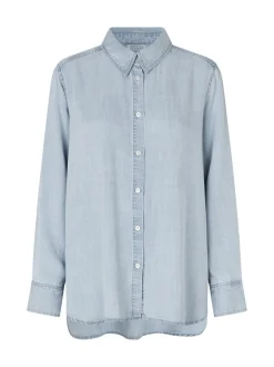 Masai Damen Hemdbluse in denim - Ärmel: langarm