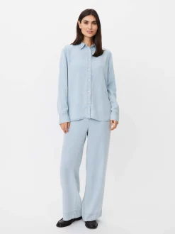 Masai Damen Hemdbluse in denim - Ärmel: langarm