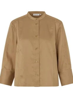 Masai Damen Hemd in camel - Ausschnitt: Rundhals