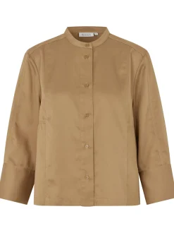 Masai Damen Hemd in camel - Ausschnitt: Rundhals