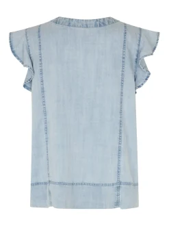 Masai Damen Kurzarmbluse in denim - Ärmel: Halbarm