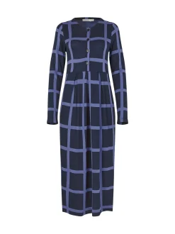 Masai Damen Langes Kleid in blau - Ausschnitt: Rundhals