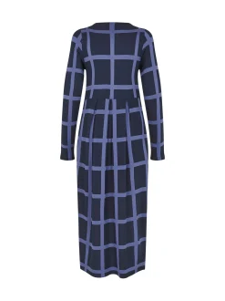 Masai Damen Langes Kleid in blau - Ausschnitt: Rundhals