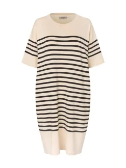 Masai Damen Midikleid in schwarz beige - Länge: midi
