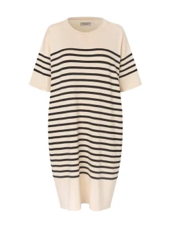 Masai Damen Midikleid in schwarz beige - Länge: midi