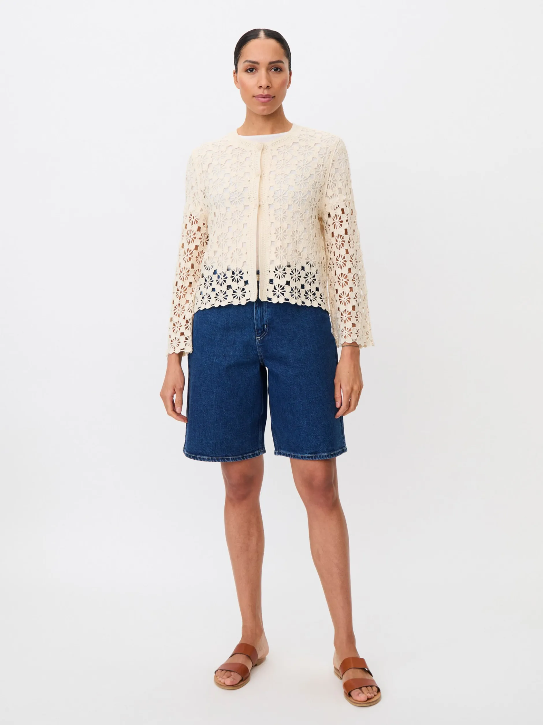 Masai Damen Strickcardigan in ecru - Ärmel: langarm