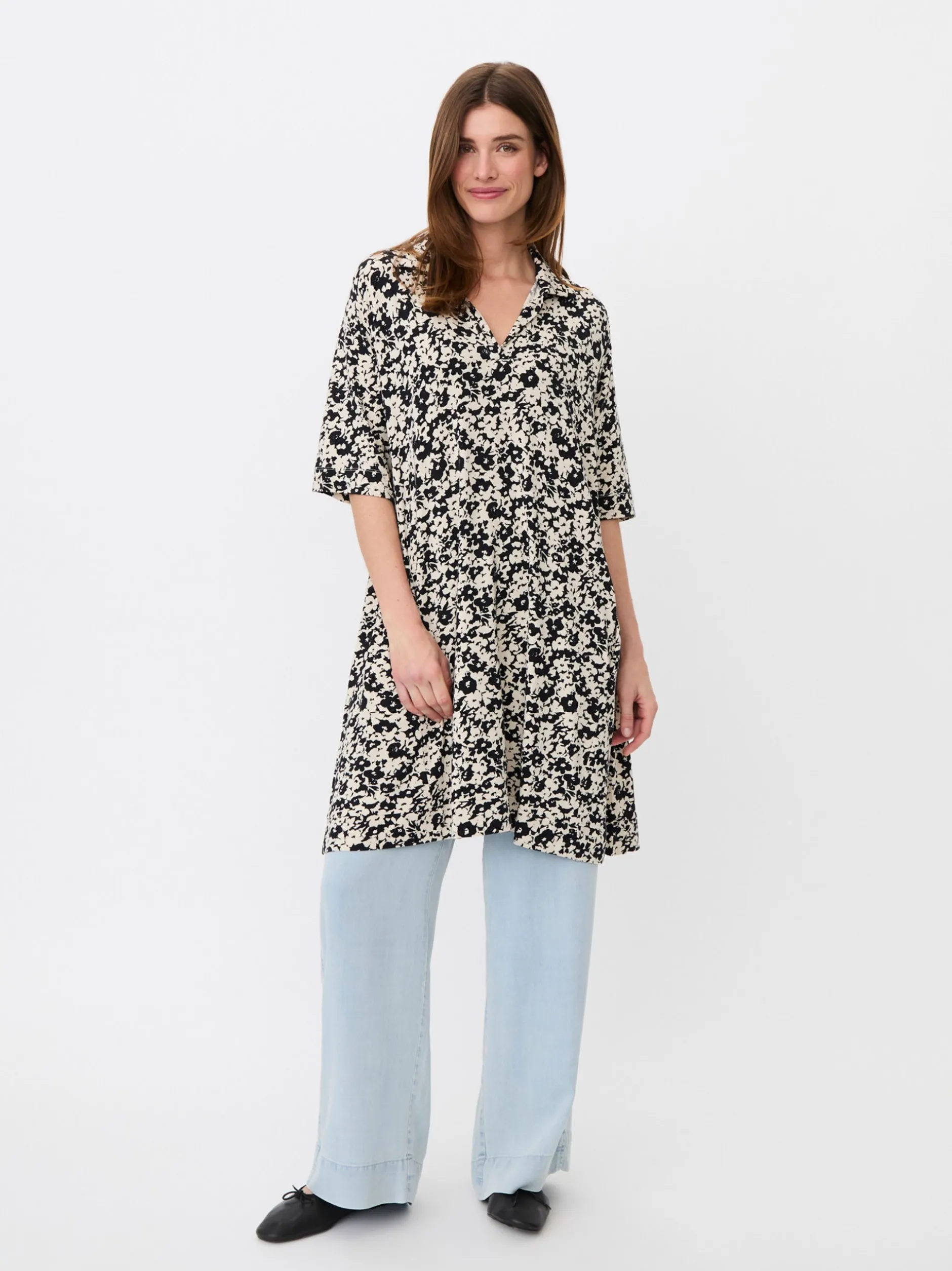 Masai Damen Tunika in schwarz beige - Länge: kurz