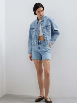 Mavi Damen Jeansshorts - Millie in light stone