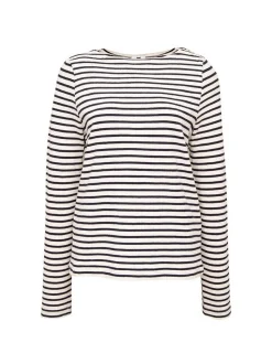 Mavi Damen Langarmshirt in ecru blau - Ärmel: langarm