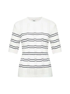 Mavi Damen Strickshirt in ecru blau - Ärmel: kurzarm