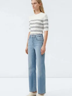 Mavi Damen Strickshirt in ecru blau - Ärmel: kurzarm