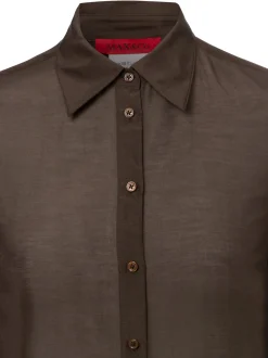 MAX&Co. Damen Hemdbluse mit Seiden-Anteil - Gondola in schoko