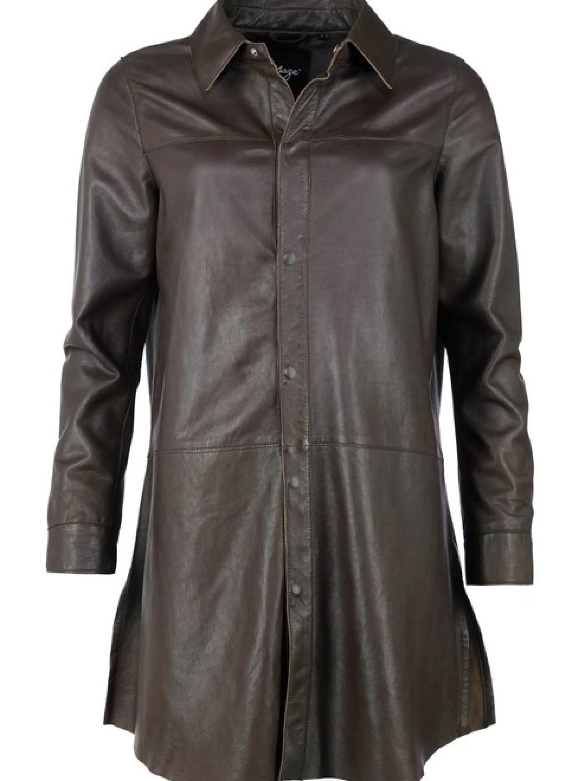 Maze Damen Hemdkleid aus Leder in braun