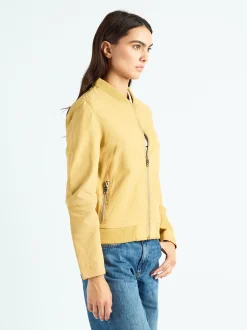 Maze Damen Lederblouson in gelb