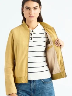 Maze Damen Lederblouson in gelb