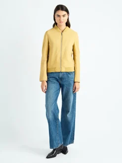 Maze Damen Lederblouson in gelb