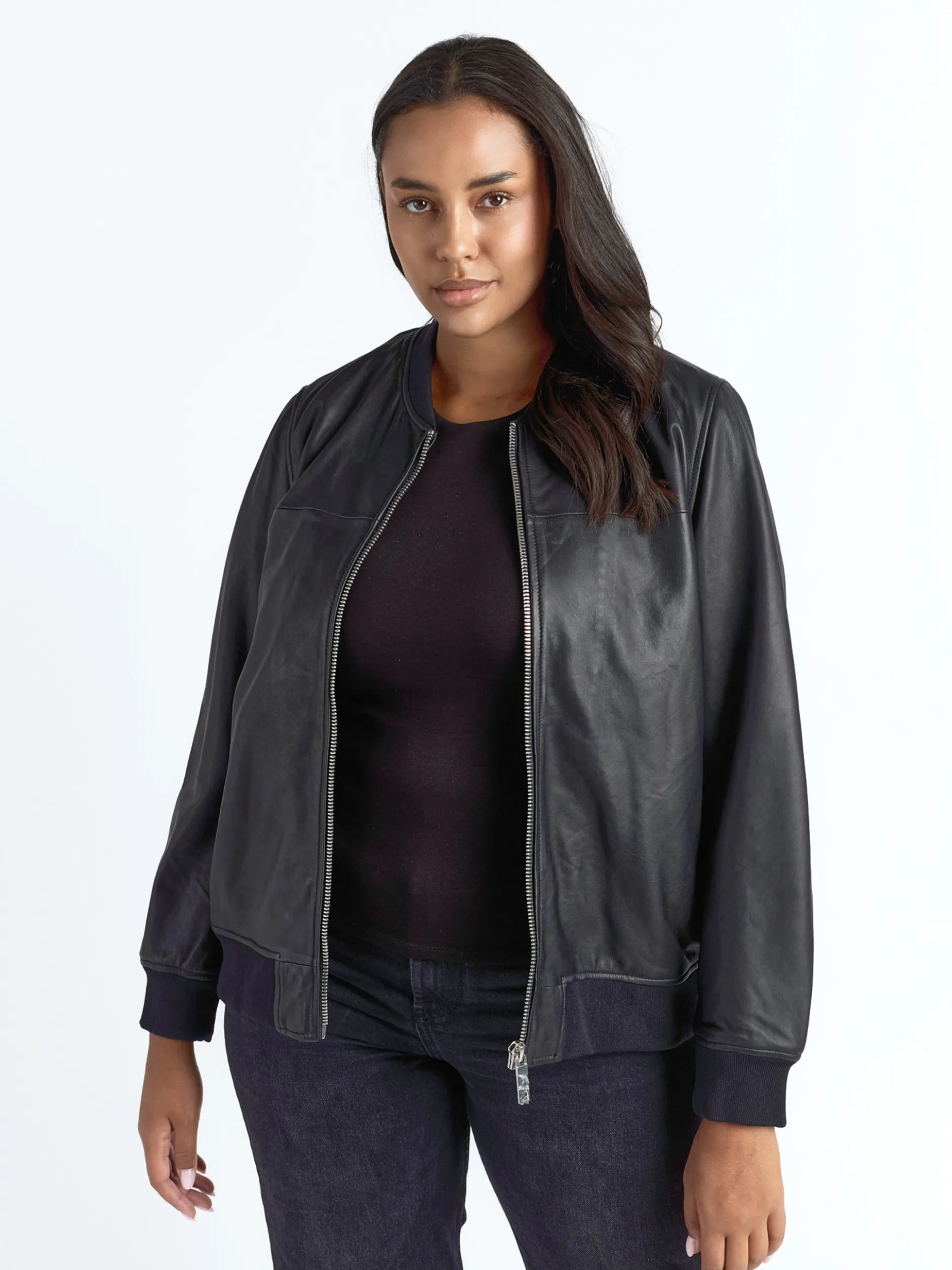 Maze Damen Lederblouson in schwarz