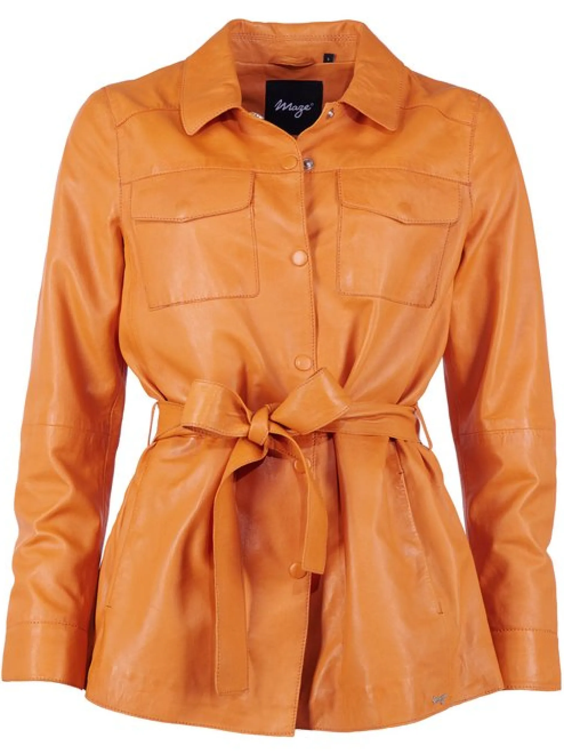 Maze Damen Lederhemd in orange