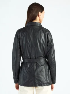 Maze Damen Lederhemd in schwarz