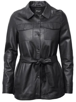 Maze Damen Lederhemd in schwarz