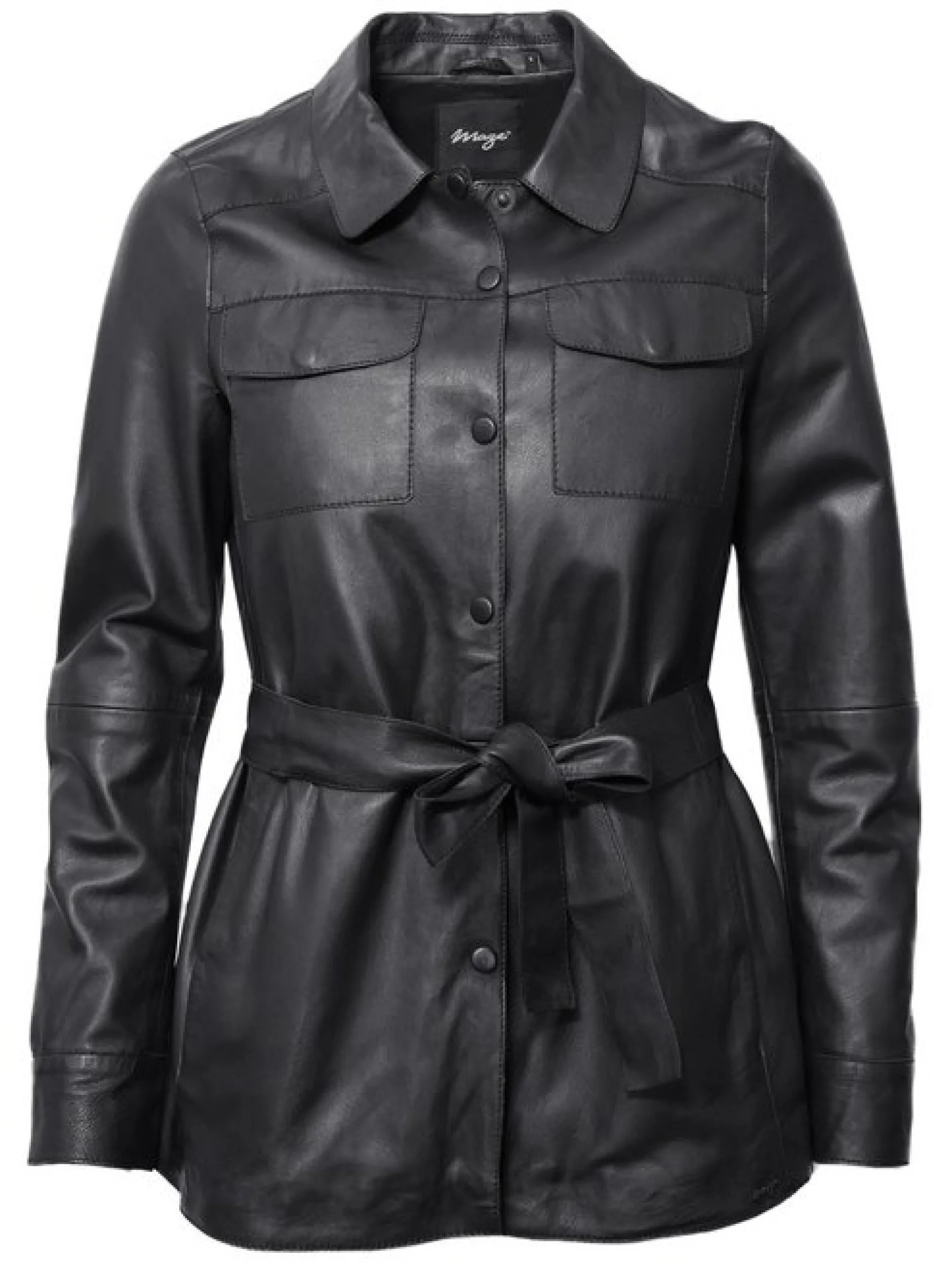 Maze Damen Lederhemd in schwarz