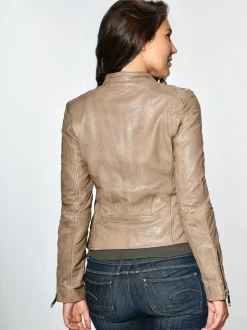 Maze Damen Lederjacke in beige