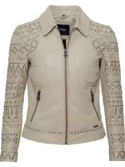 Maze Damen Lederjacke in beige