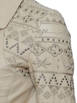 Maze Damen Lederjacke in beige