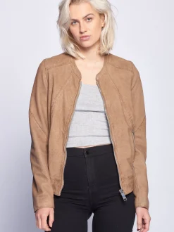 Maze Damen Lederjacke in beige