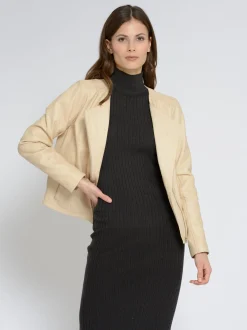 Maze Damen Lederjacke in beige