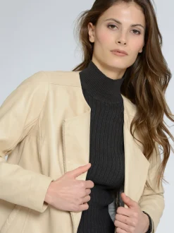 Maze Damen Lederjacke in beige