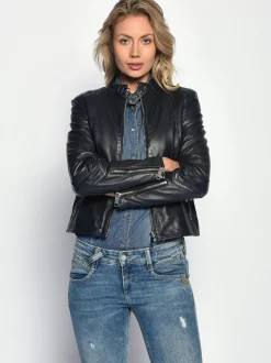 Maze Damen Lederjacke in blau
