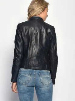 Maze Damen Lederjacke in blau