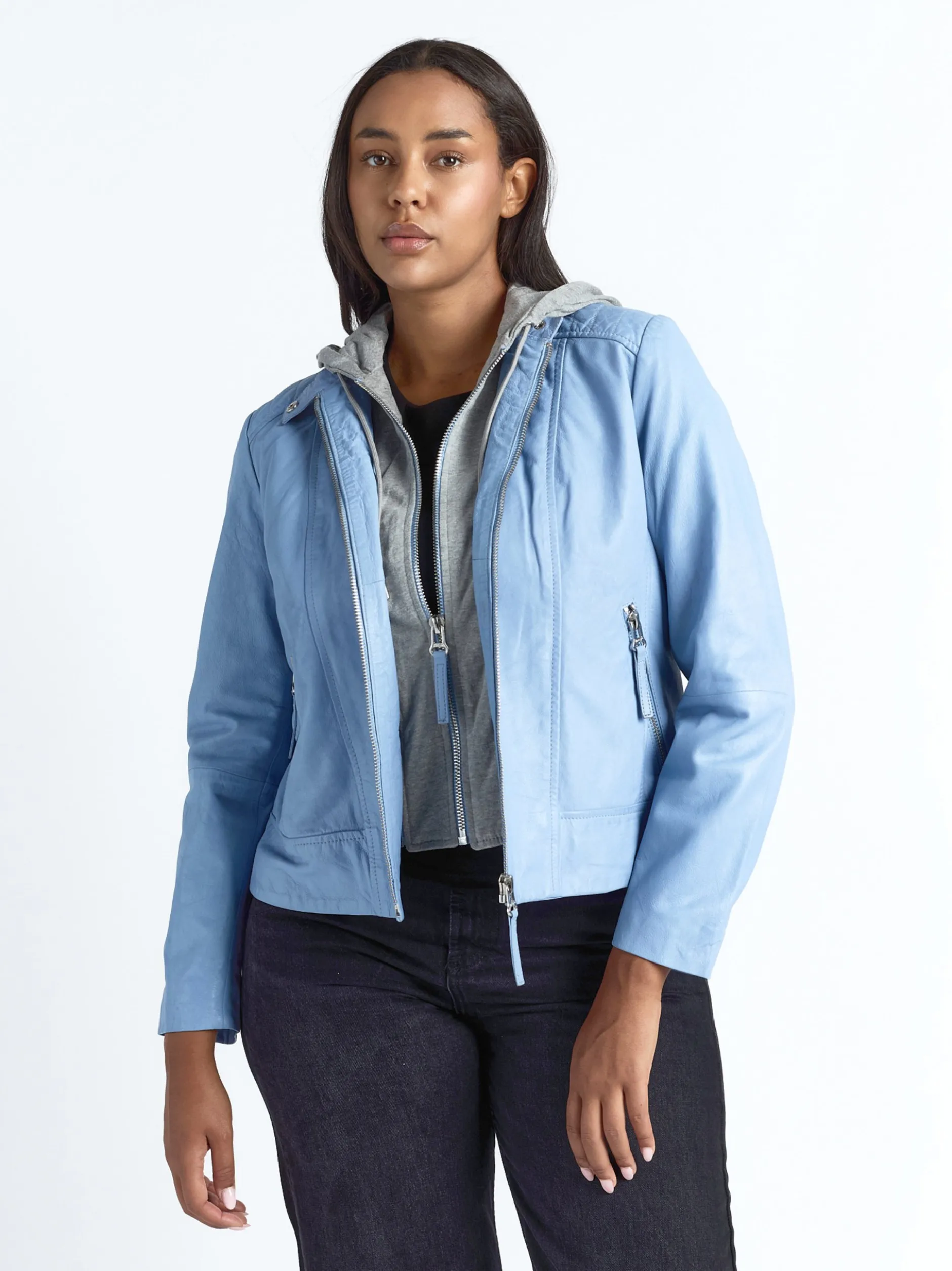 Maze Damen Lederjacke in blau