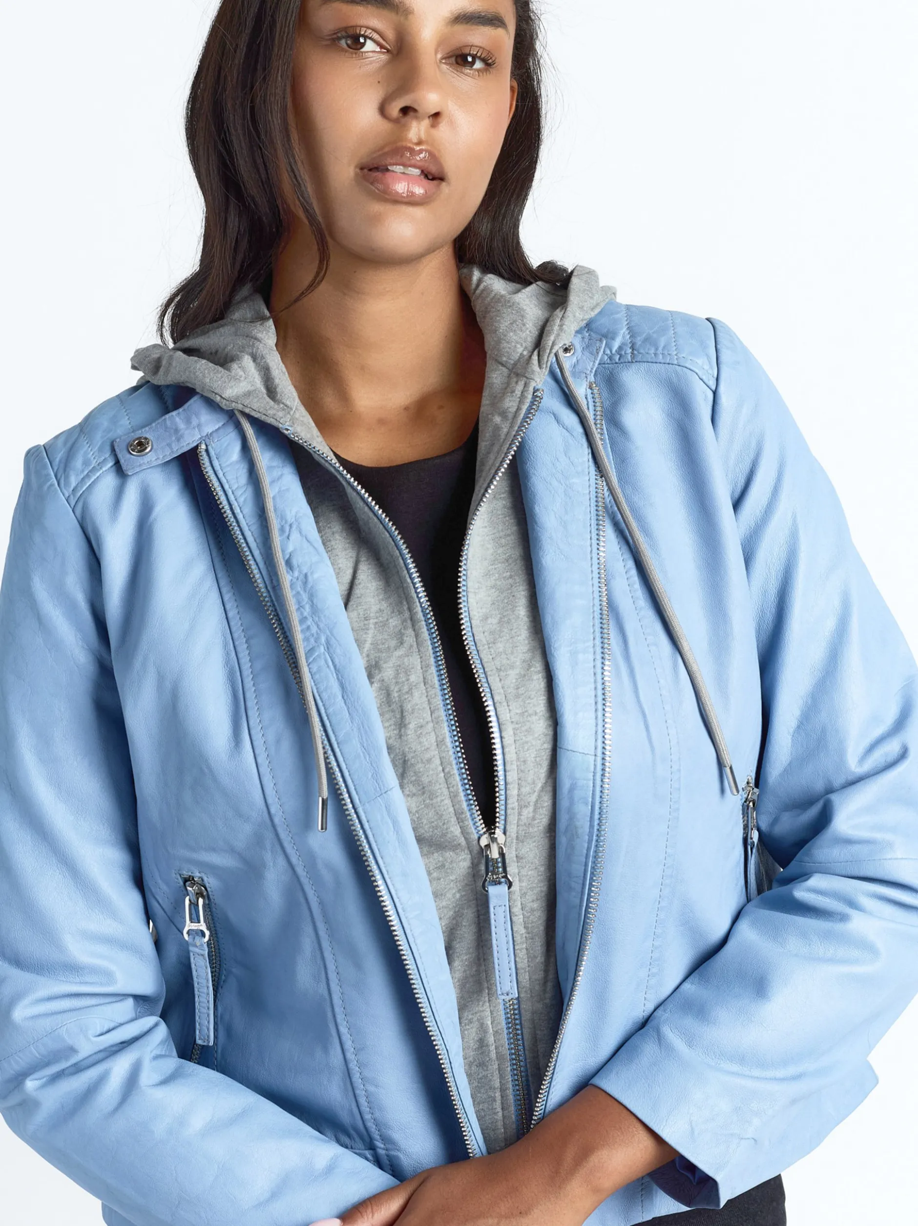 Maze Damen Lederjacke in blau