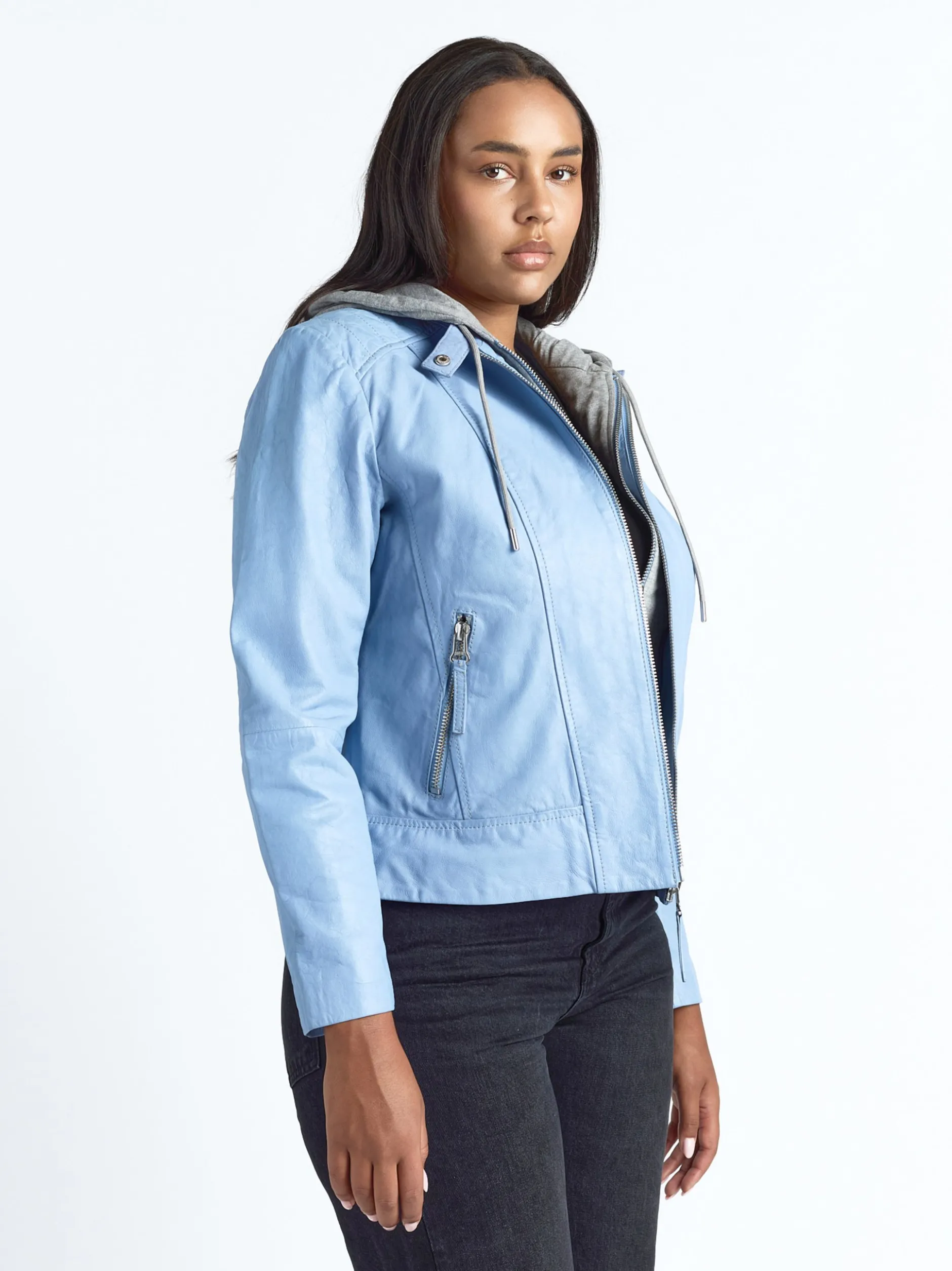 Maze Damen Lederjacke in blau