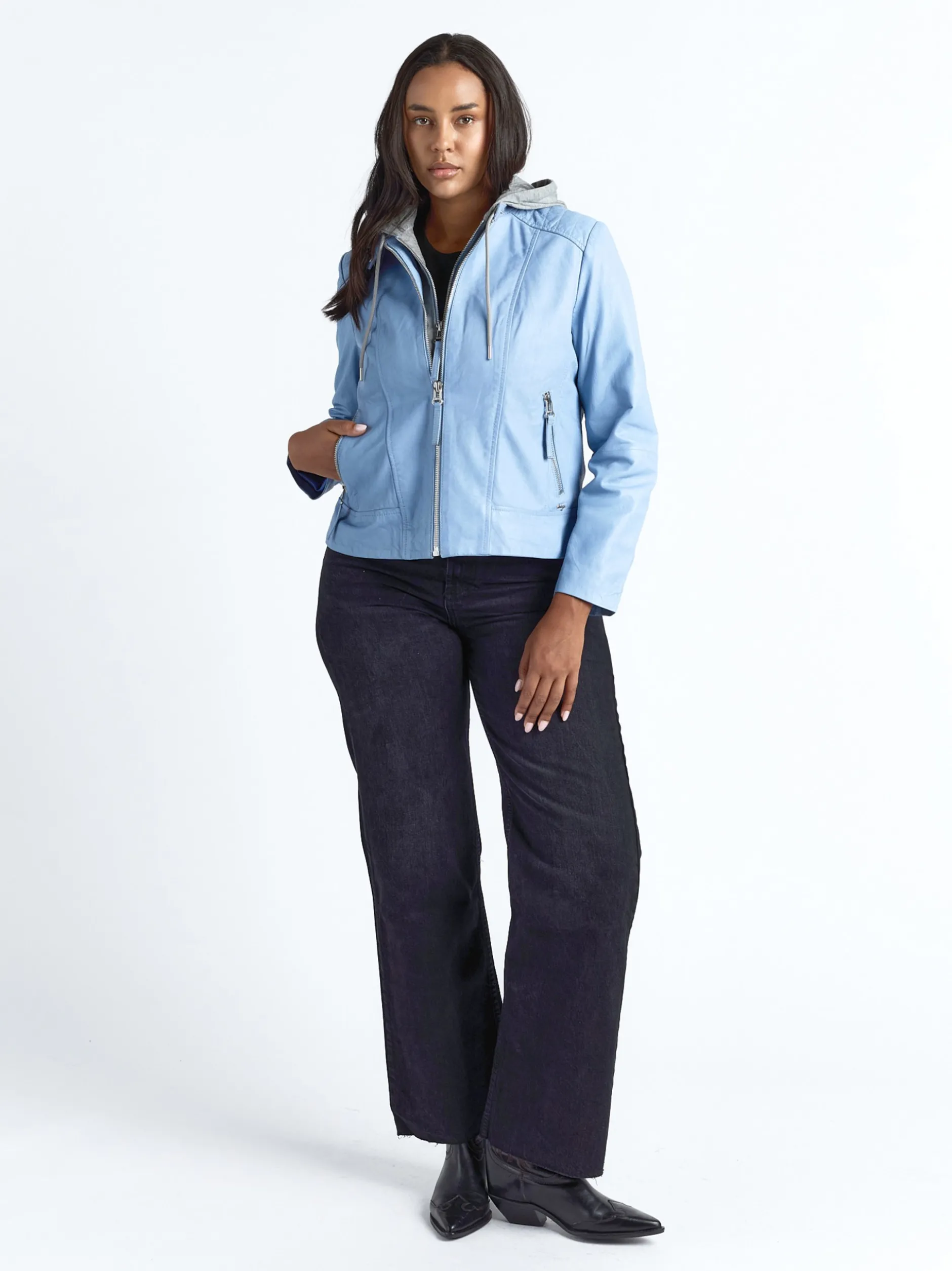 Maze Damen Lederjacke in blau