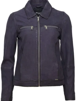 Maze Damen Lederjacke in blau
