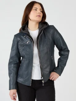 Maze Damen Lederjacke in blau