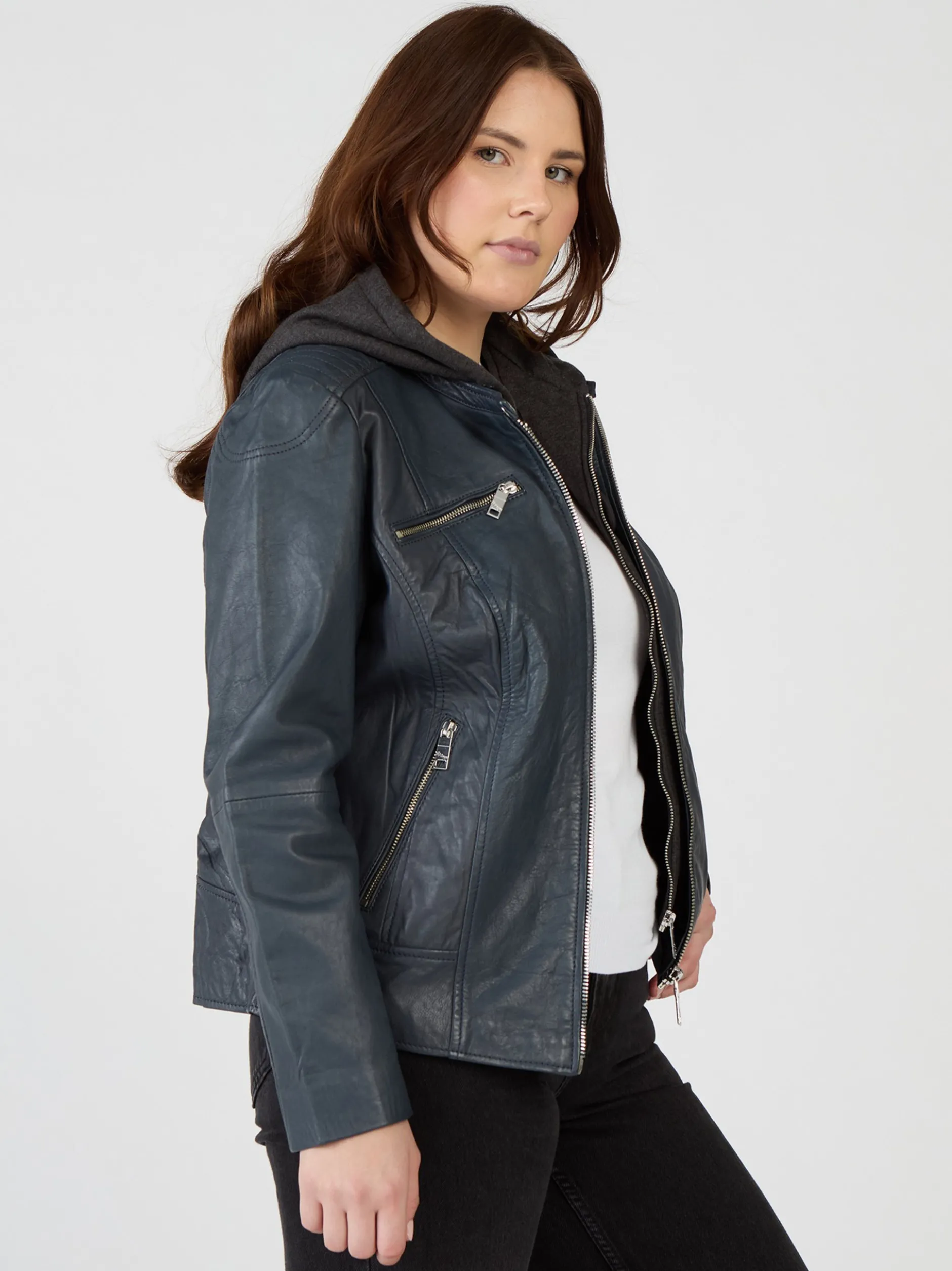 Maze Damen Lederjacke in blau