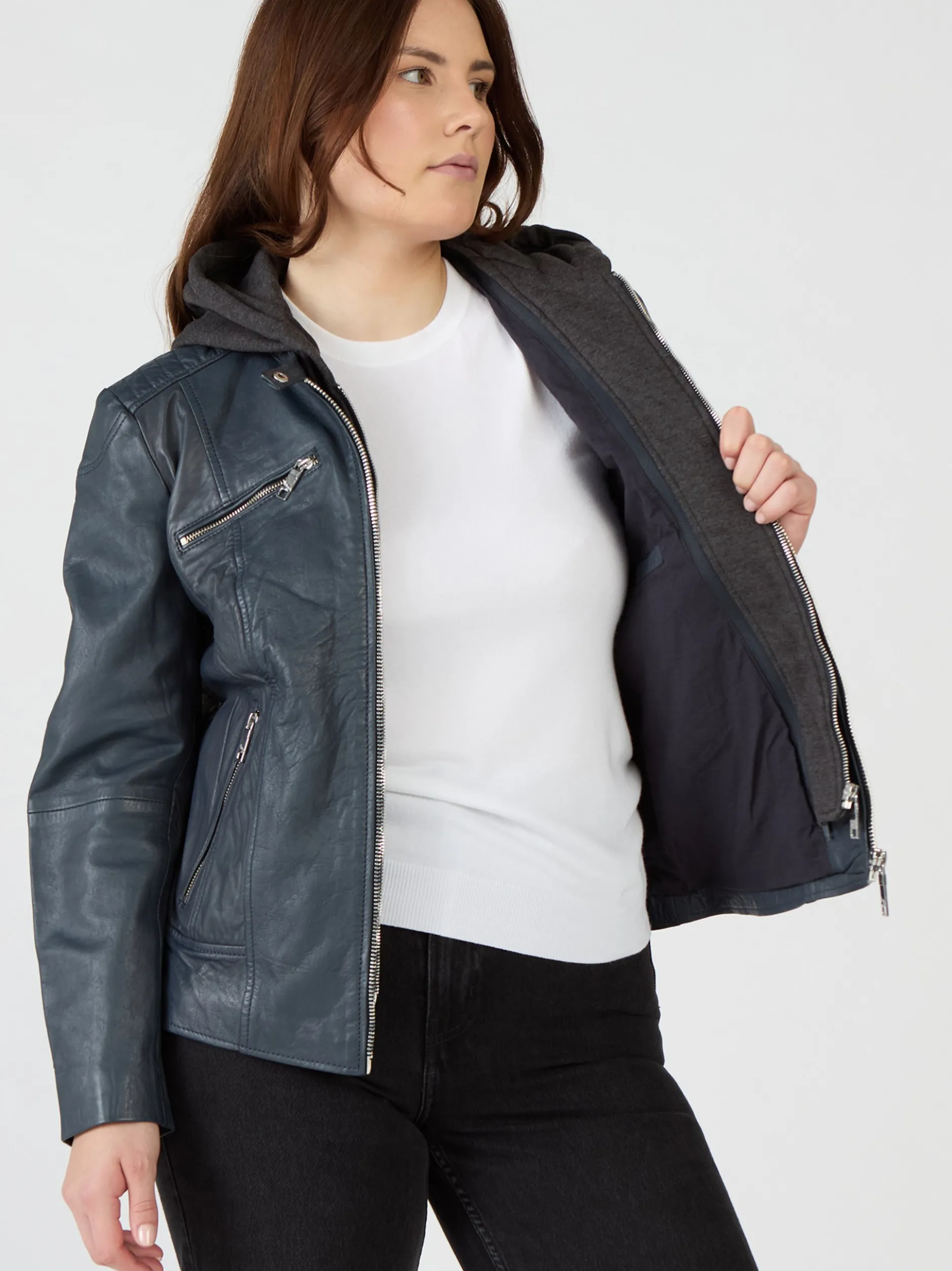 Maze Damen Lederjacke in blau