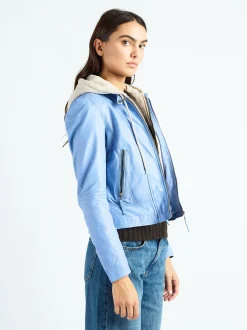 Maze Damen Lederjacke in blau