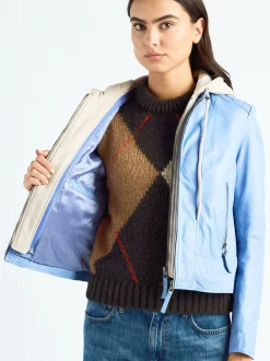 Maze Damen Lederjacke in blau