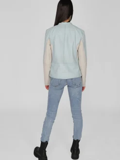 Maze Damen Lederjacke in blau
