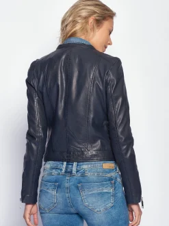 Maze Damen Lederjacke in blau