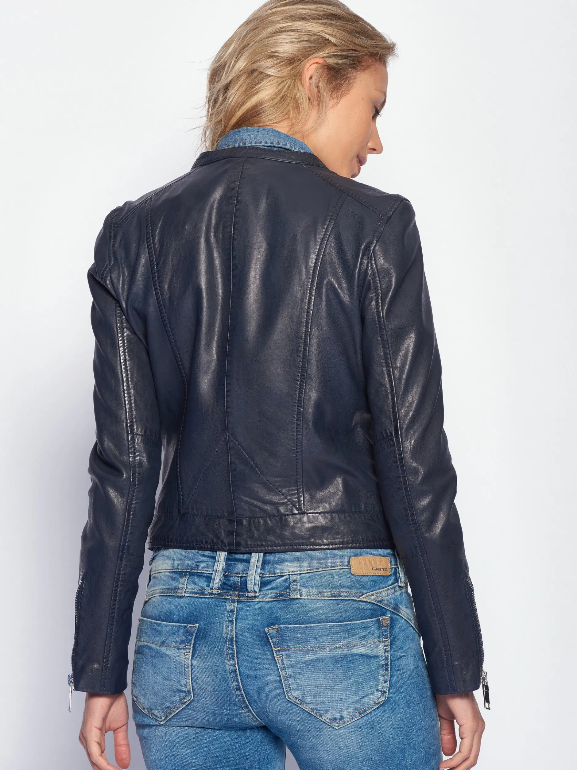 Maze Damen Lederjacke in blau