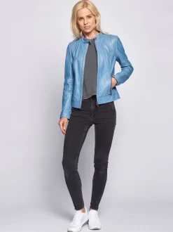 Maze Damen Lederjacke in blau