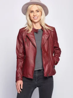 Maze Damen Lederjacke in bordeaux