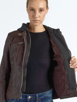 Maze Damen Lederjacke in braun